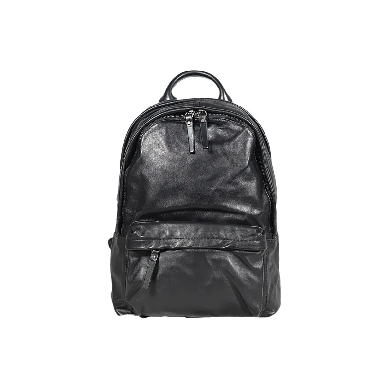 PULUWIRR Cow Leather Travel Bag Business Casual Backpack Unisex-0