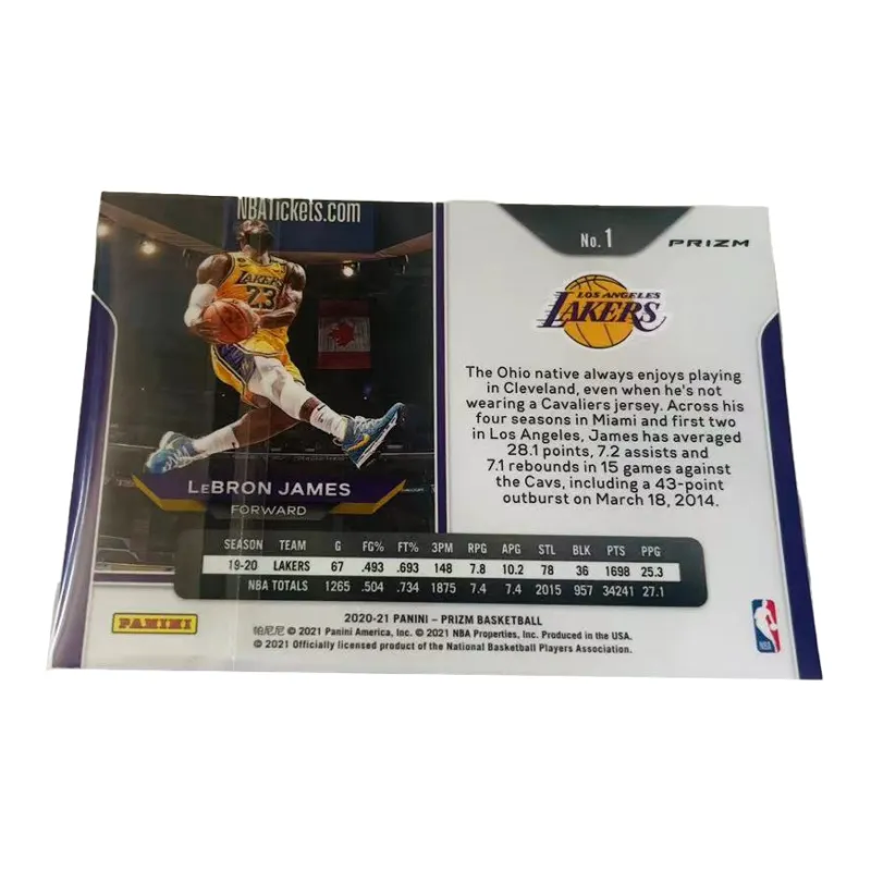 PANINI 20 21 Lakers, James Prizm Scissor Foot, Horizontal Board Teca, Star Card, Card Product Access Sports Cards 1 Pc-1