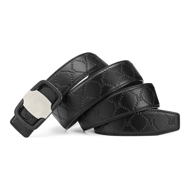 FAIRWHALE Fashion Smooth Buckle Head Layer Cow Leather Brand Texture Belt Men's Width 3.5CM-2
