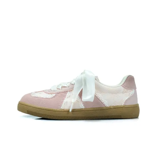 B10CROWN Skateboard Shoes Women's Low-Top Pink/Beige/Silver