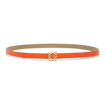 LOEWE Cubic Double Sided, Smooth Buckle Calfskin Leather Belts Women's Bright Orange Width 1CM
