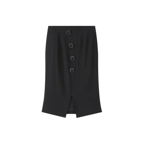 Romon Casual Long Skirt Women's Black