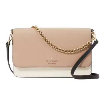 Kate Spade Saffiano Leather Crossbody Bag, Shoulder Bag Women's Hazelnut