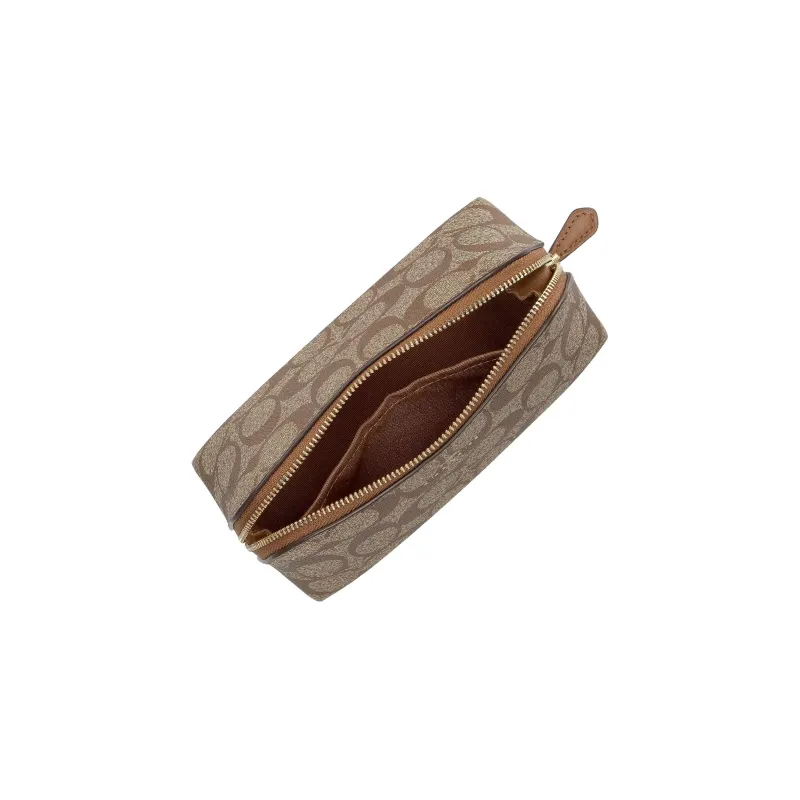 COACH Canvas Clutch Makeup Bag Women's Umber-2
