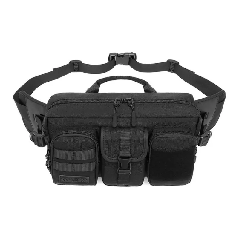 OZUKO Oxford Fanny Pack Sports Bag Crossbody Bag Travel Bag Shoulder Bag Unisex Khaki/Black-0