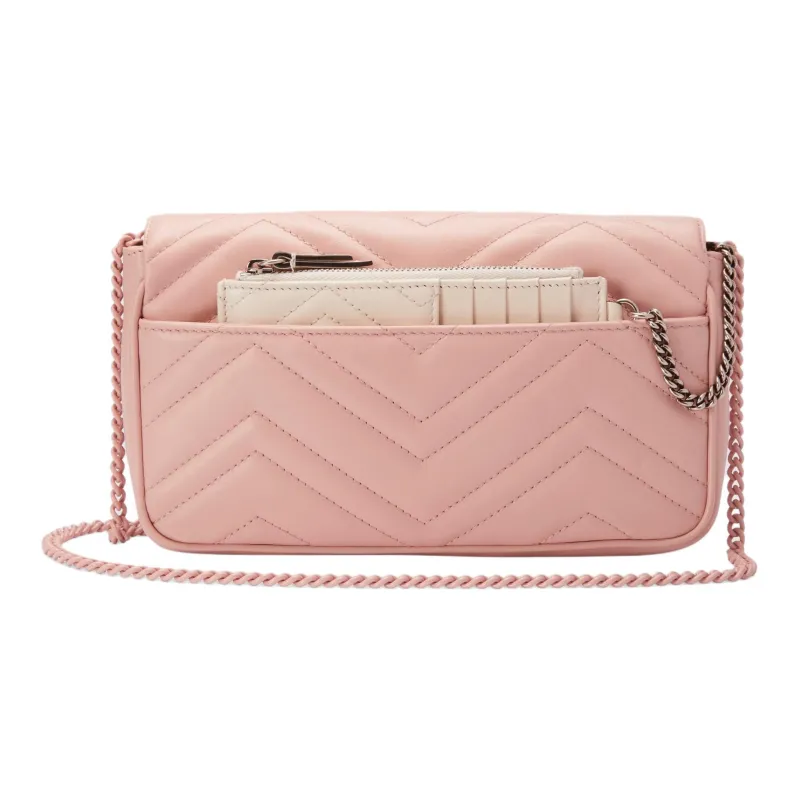 GUCCI GG Marmont Leather 2 in 1 Combo Bag Shoulder Bag Crossbody Bag Mini Women's Light Pink/Beige-4