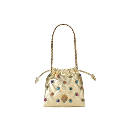 Kurt Geiger London Leather Bucket Bag Handbag Shoulder Bag Small Size Women's Gold