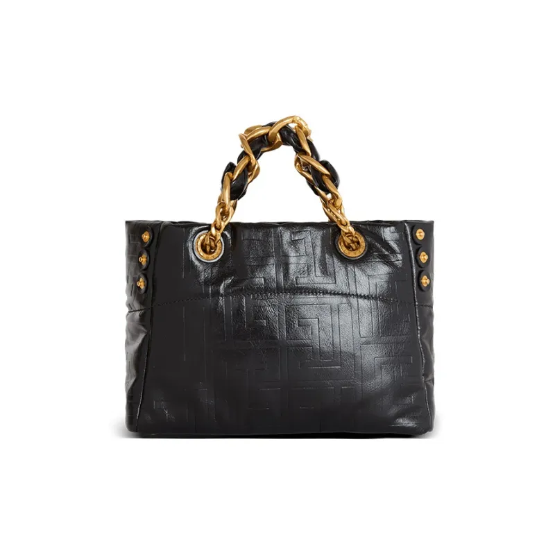 BALMAIN Crackled Small 1945 Soft Tote Bag-3