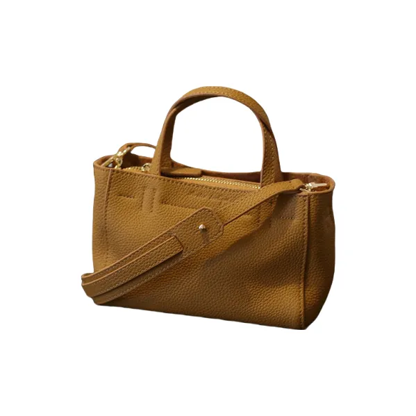 H YXIANG Togo Calfskin Handbag Shoulder Bag Regular Women's Sesame Yellow/Chick Yellow/Pearl Gray-5