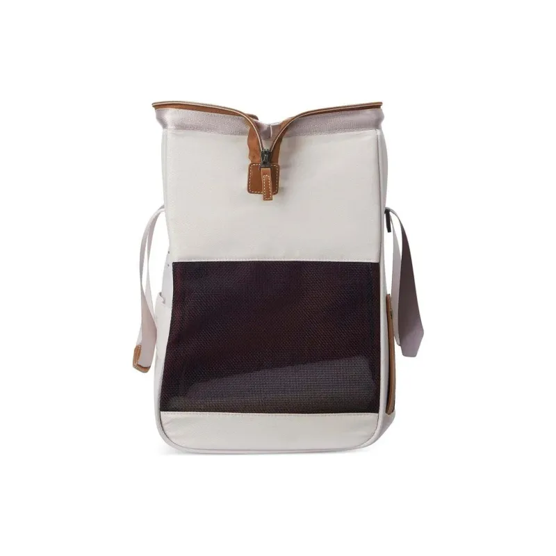 DELSEY Recycled Polyester Shoulder Bag Crossbody Bag Handbag Regular Unisex White & Brown-1