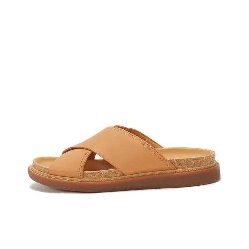 Clarks Rubber Sole Quiet Slip Resistant Abrasion Resistant Slide Slippers Women's Brown