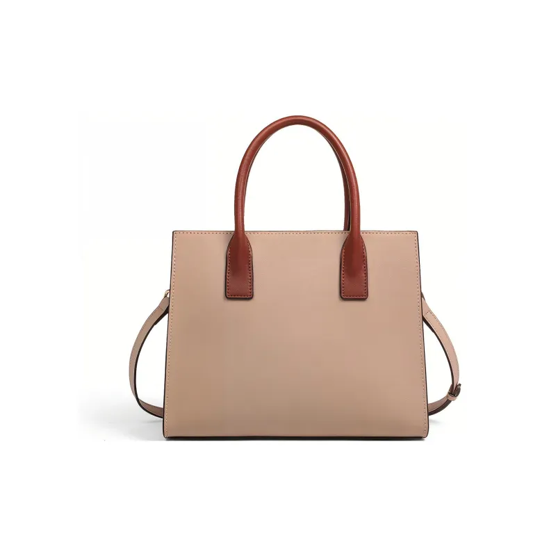 COMELY Cow Leather One Shoulder Handbag Medium Size Women's Beige Apricot-3