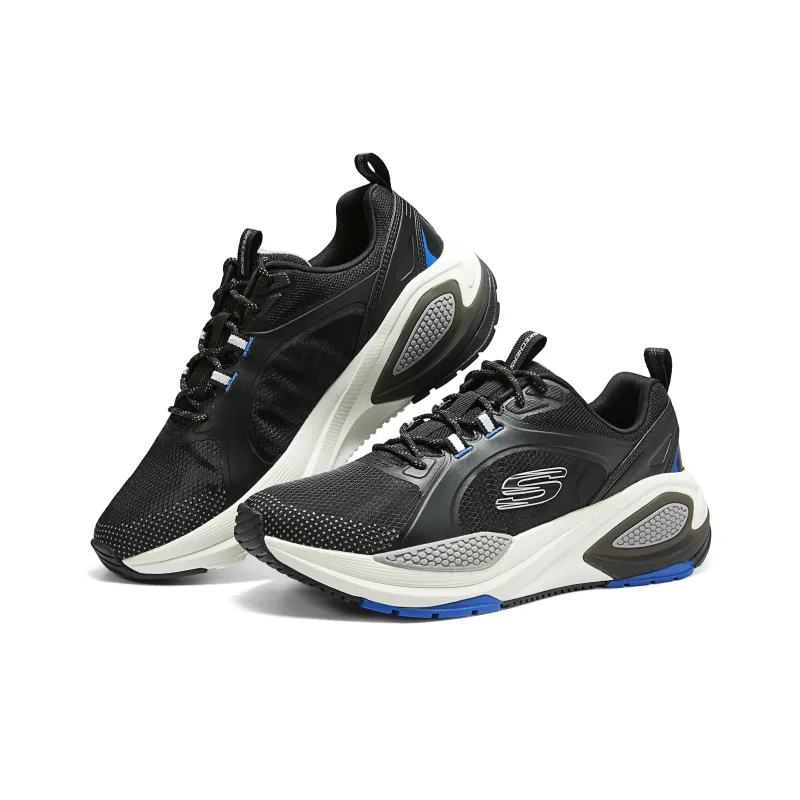 Skechers Cushioning Breathable Rebound Low Top Casual Running Shoes Men's Black Blue-3
