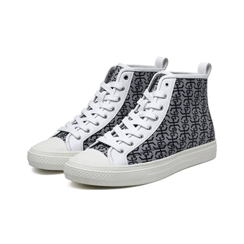 He Jinchang Lightweight Balance High Top Canvas Shoes Men's Gray-4