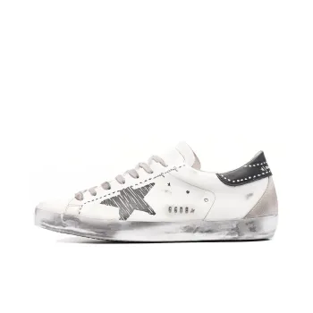 Golden Goose Super Star Stylish Skateboarding Shoes Men's White Black Vintage Version