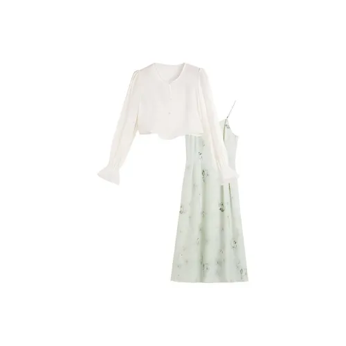 Hang Yi Court Two Piece Skirt Sets Women's Green