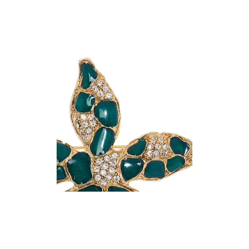 OSCAR DE LA RENTA Tin Glass Resin Brass Gold Brooches Unisex Green-1