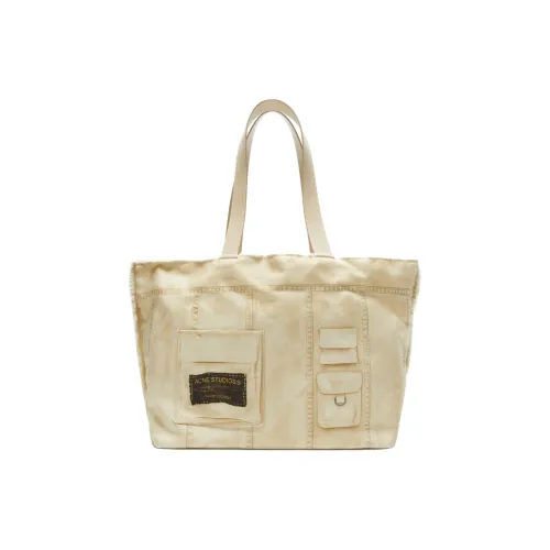 Acne Studios Cotton With Cow Leather Tote Bag, Shopping Bag, Handbag Women's Beige