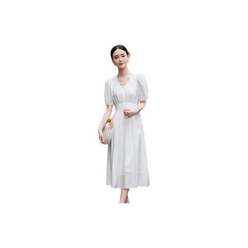 Hang Yi Court Short-Sleeved Dresses Women's