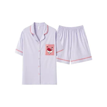 White Ran Pajama Set Women's Light Purple