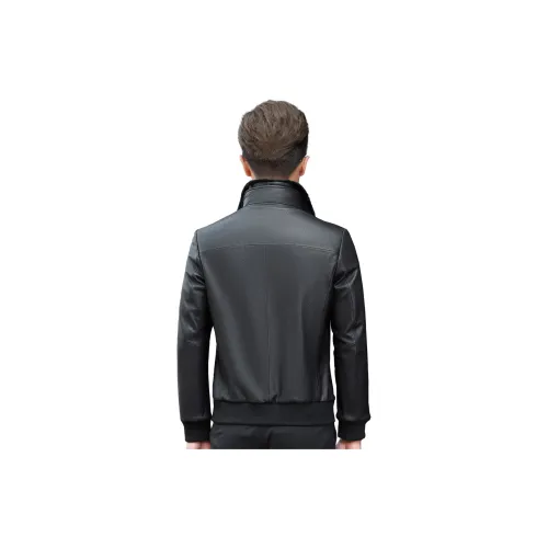 KAISER Leather jacket refracted Men's Black