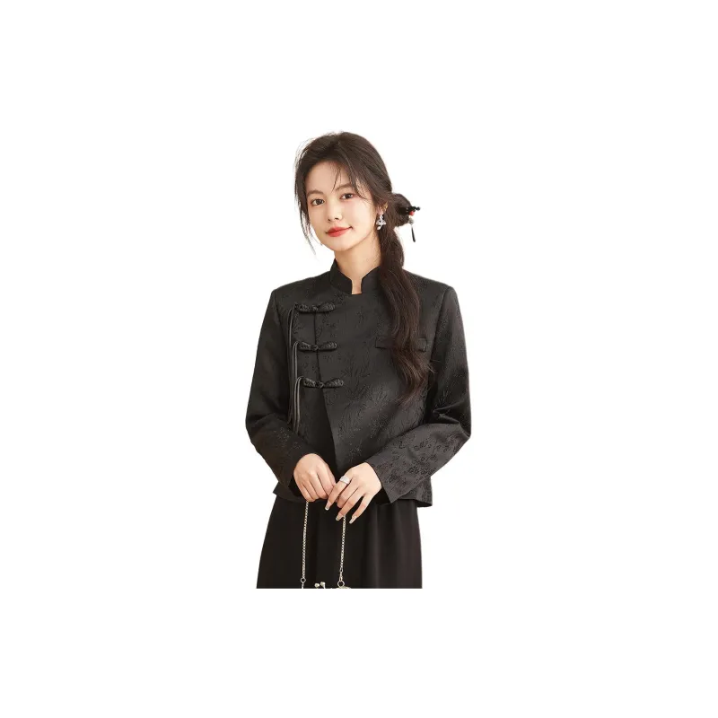 CARBAMMI Cropped Coats Women's Black-3