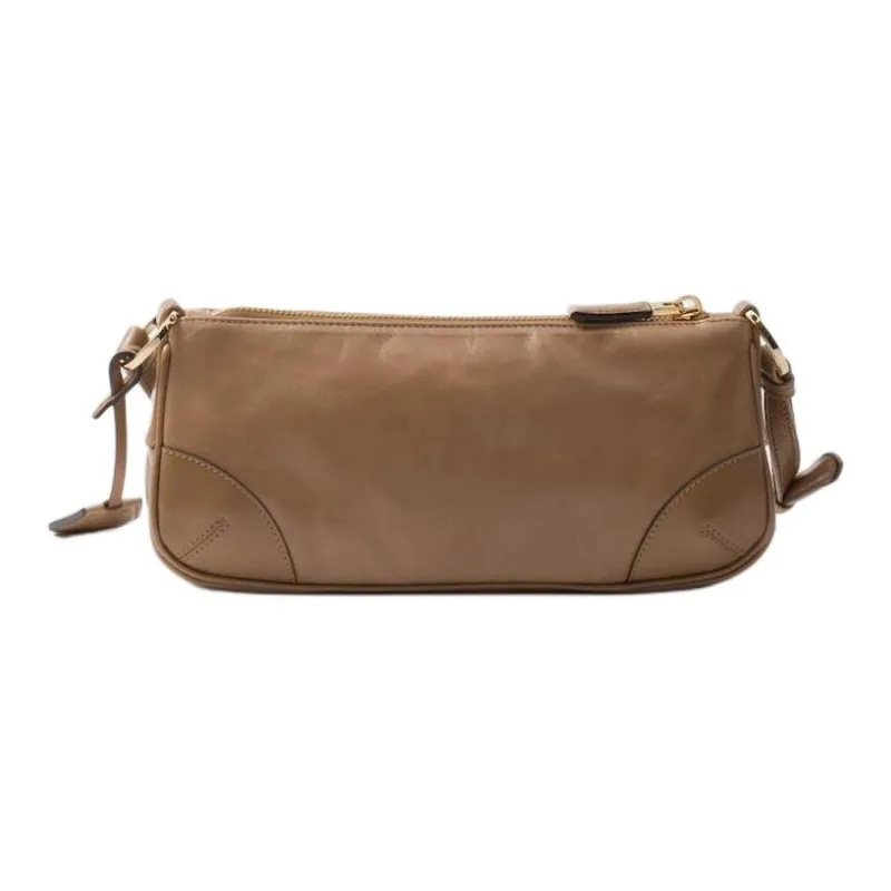 PRADA Re Edition Leather Handbag, Shoulder Bag Small Size Women's Cameo Brown-2