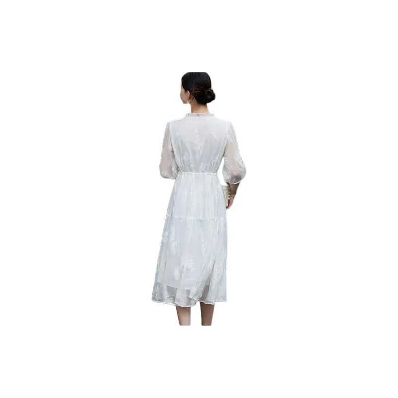 Hang Yi Court SS24 Long Sleeved Dress Women's White-1