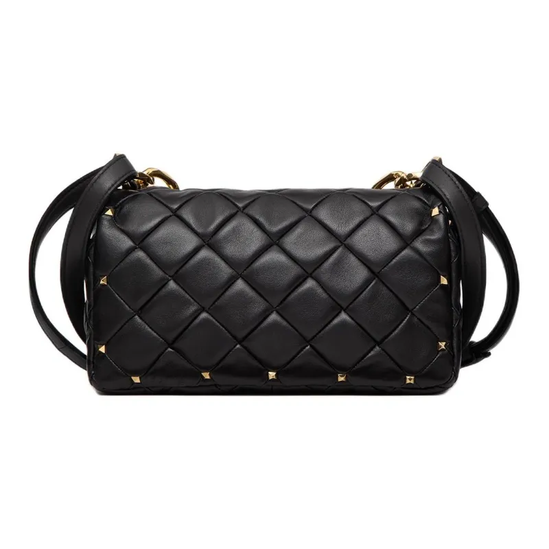 Valentino ROCKSTUD SPIKE Sheepskin Shoulder Bag Crossbody Bag Women's Black-3
