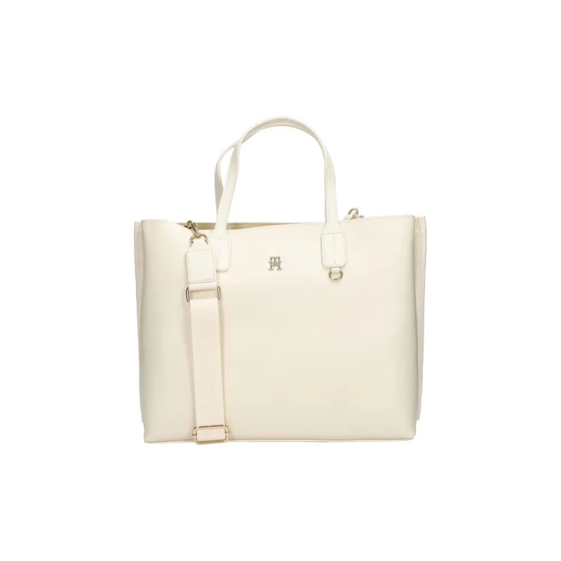 Tommy Hilfiger Eco Leather Tote Bag Shopping Bag Shoulder Bag Handbag Women's Beige-1