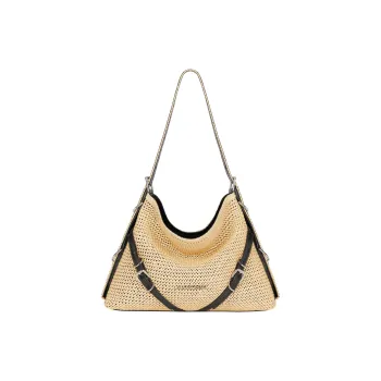 Givenchy Voyou Plant Material Patchwork Leather Handbag Shoulder Bag Women's Natural Color
