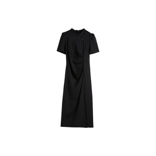 Hang Yi Court Short-Sleeved Dresses Women's Black