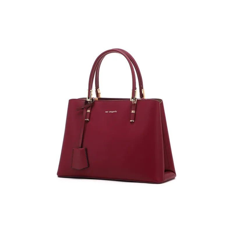 RED DRAGONFLY Cow Leather Handbag Women's Red/Black-1