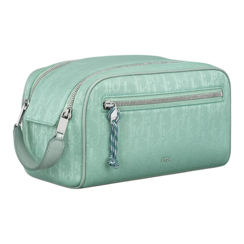 DIOR Recycled Nylon Handheld Toiletry Bag Men's Light Green-1