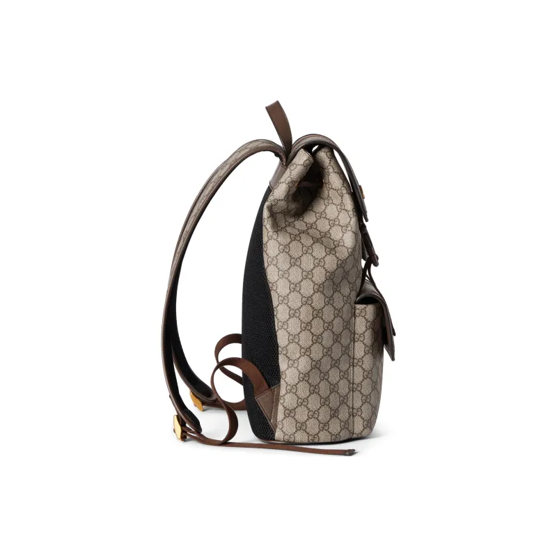 GUCCI Ophidia Canvas With Leather Binding Backpack Small Size Men's Brown-2