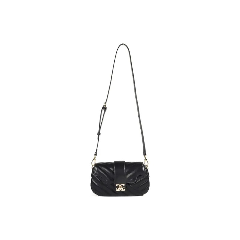 COOGI Cow Leather Decoration Pearl Detachable Adjustable Shoulder Strap Shoulder Bag, Crossbody Bag Women's Black/Ecru-5