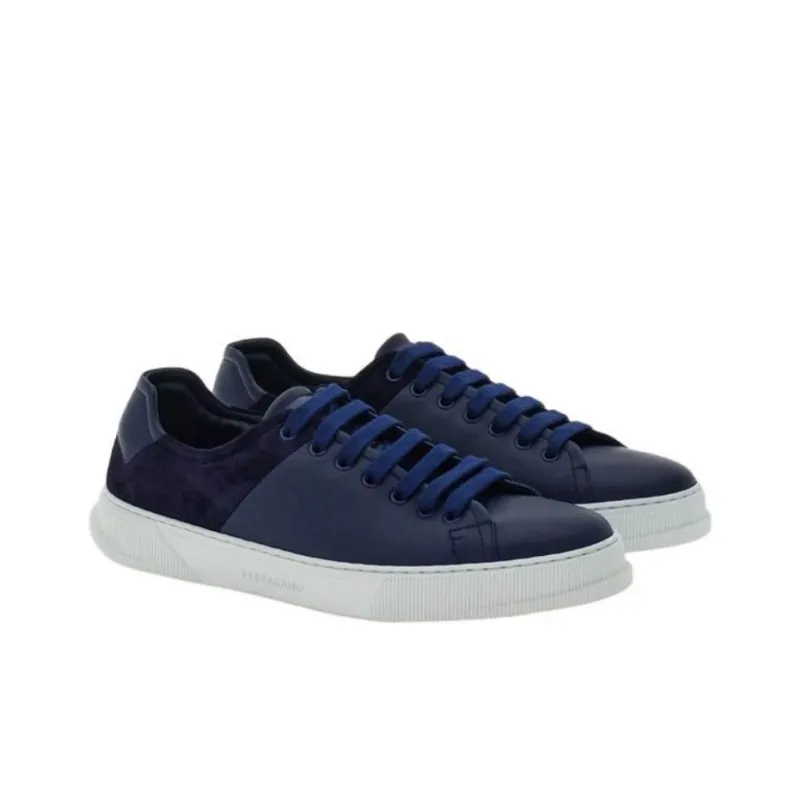 FERRAGAMO Low Top Skateboard Shoes Men's Blue-2