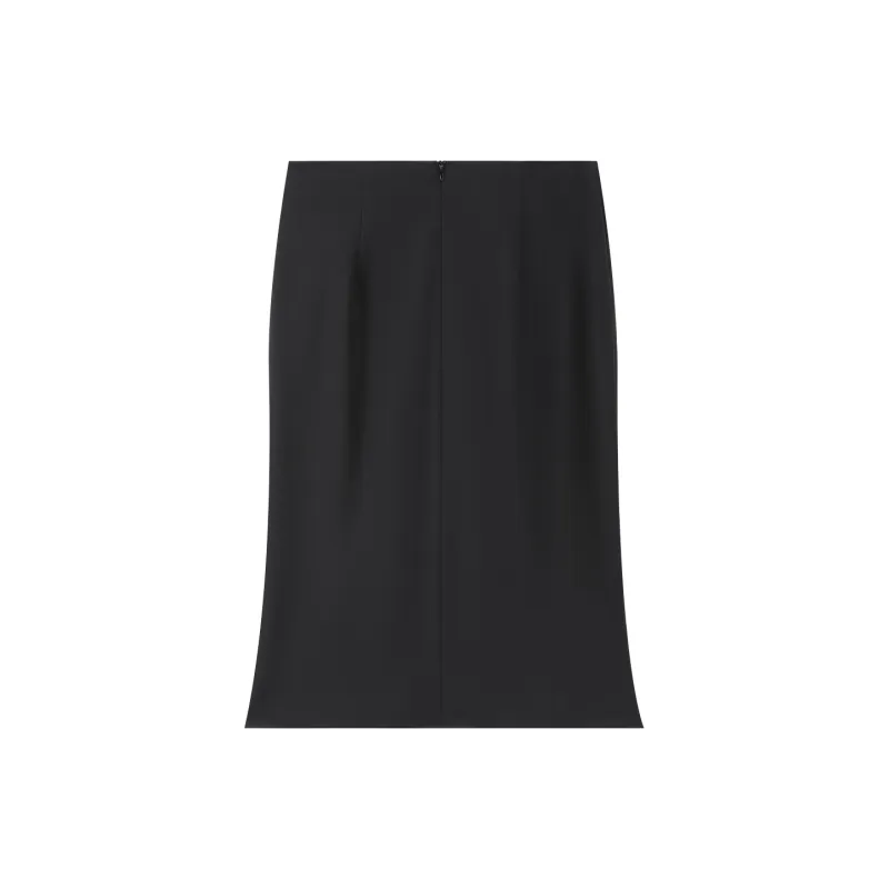 Romon Casual Long Skirt Women's Black-1