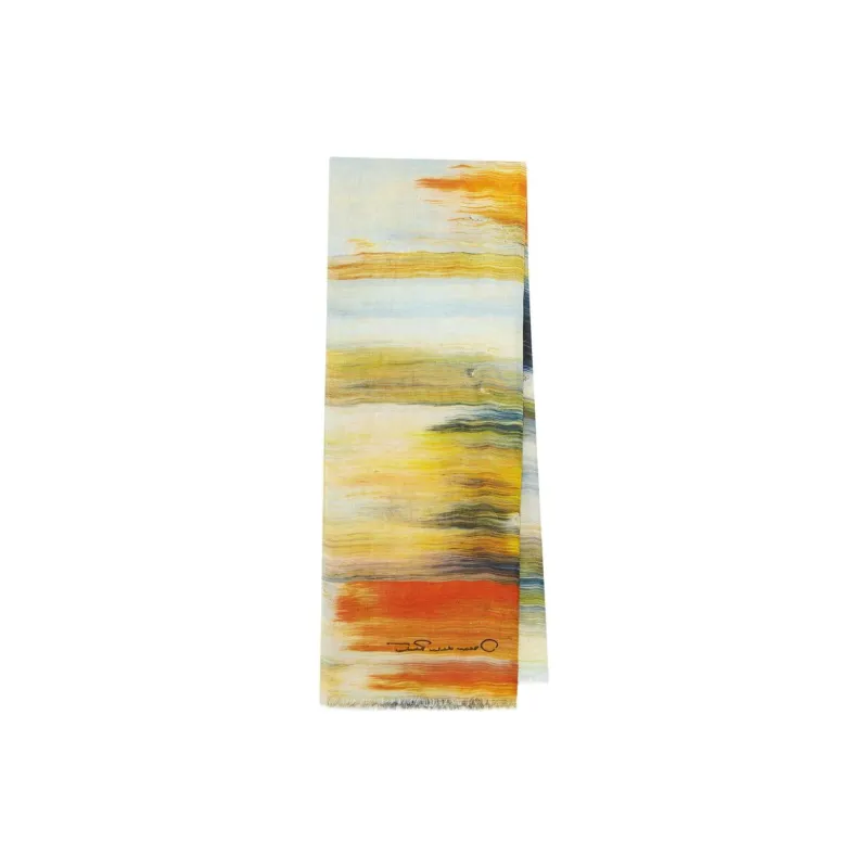 Oscar De La Renta Brush-print Cashmere Scarf-1