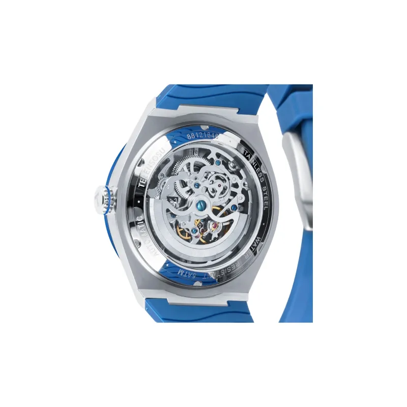 TELENSOSU Yuan Universe Collection Automatic Mechanical Movement Silicone Strap Watch Men's Watches Blue Dial-6