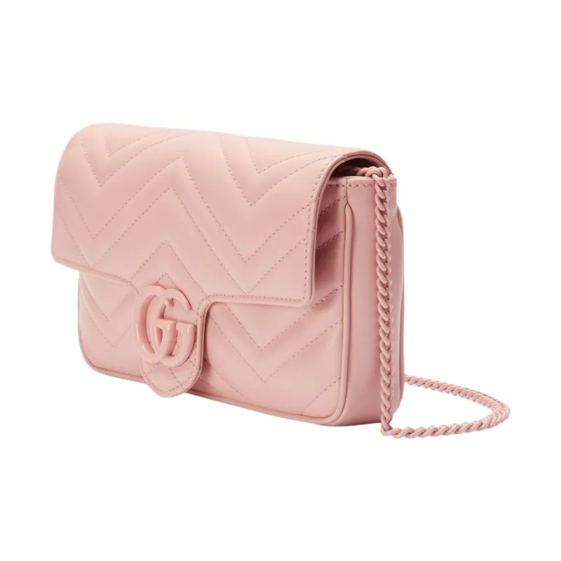 GUCCI GG Marmont Leather 2 in 1 Combo Bag Shoulder Bag Crossbody Bag Mini Women's Light Pink/Beige-2