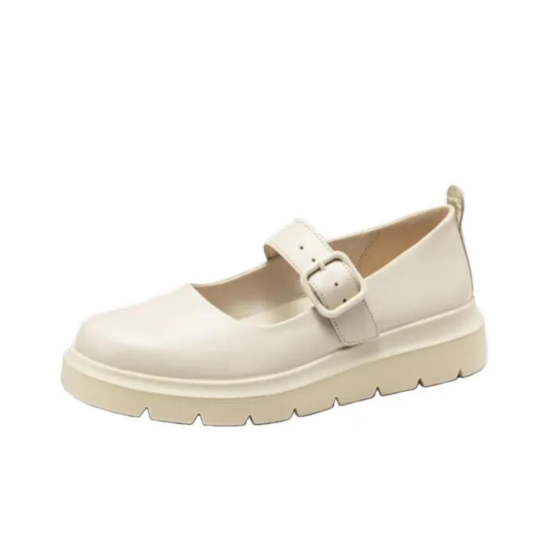 Ecco Platform Mary Jane Shoes 4.5cm Women's White-1