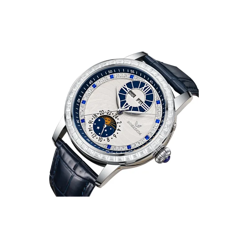ROERDUM Super Master Collection Dawn Automatic Mechanical Movement Genuine Leather Strap Watch Men's Watches Blue Dial-1