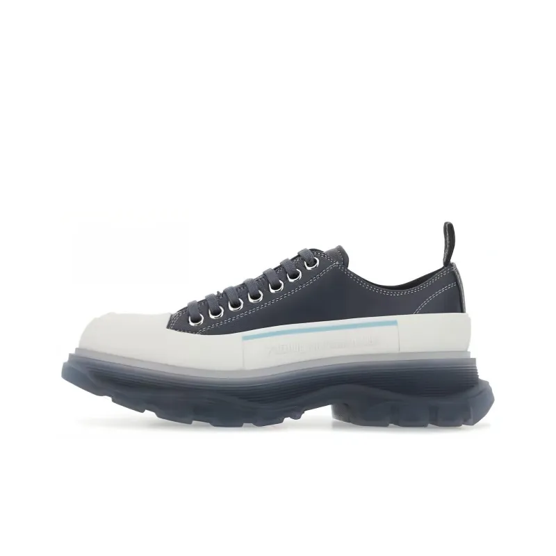 Alexander McQueen Tread Slick Low Lace Up Navy White Women's-0