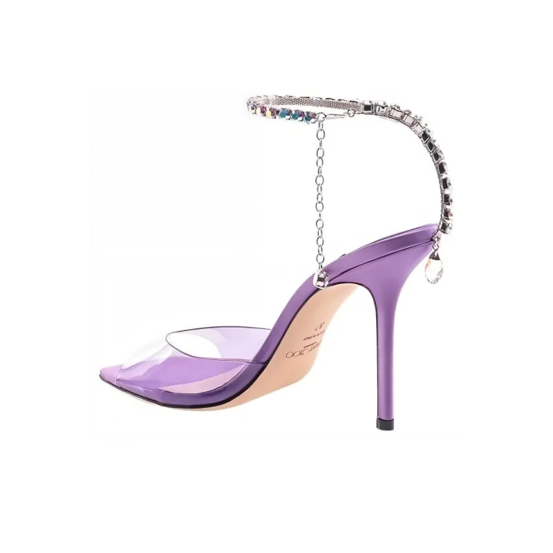 Jimmy Choo Saeda One-Strap Sandals 10cm Women's Purple-3