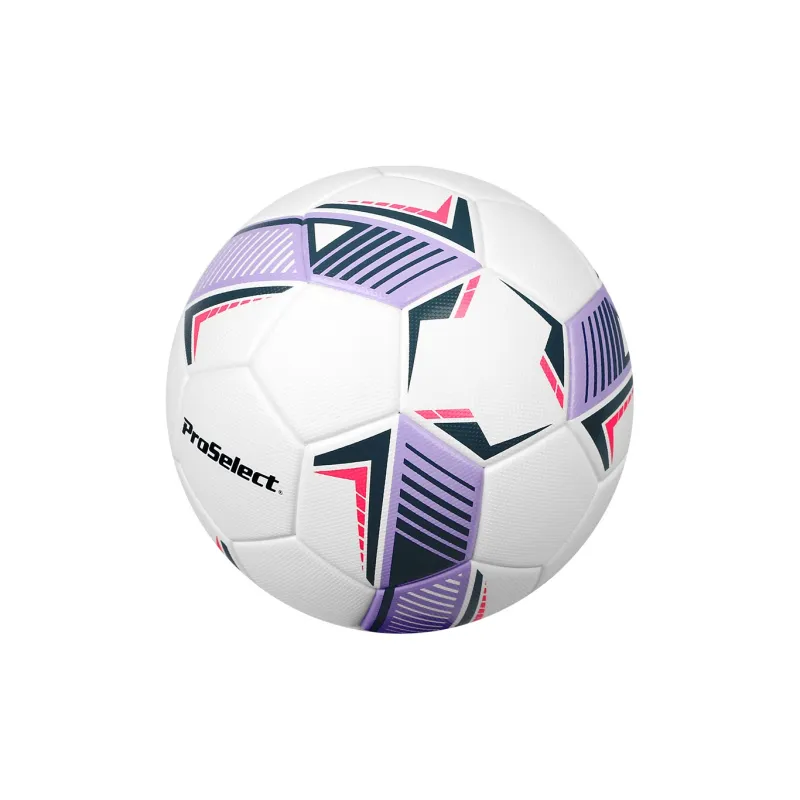 ProSelect Size 5 Soccer PU Seamless Thermal bonding Unisex White Purple-4