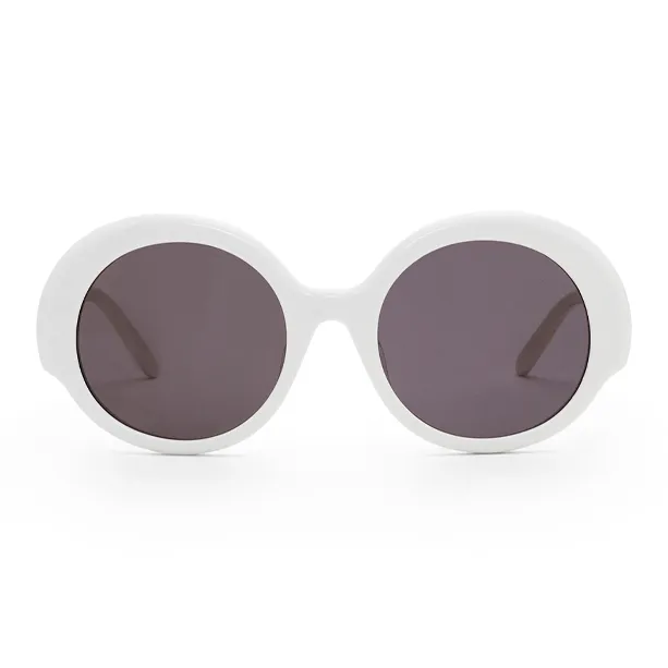 LOEWE Acetate Round Sunglasses Women's White-1