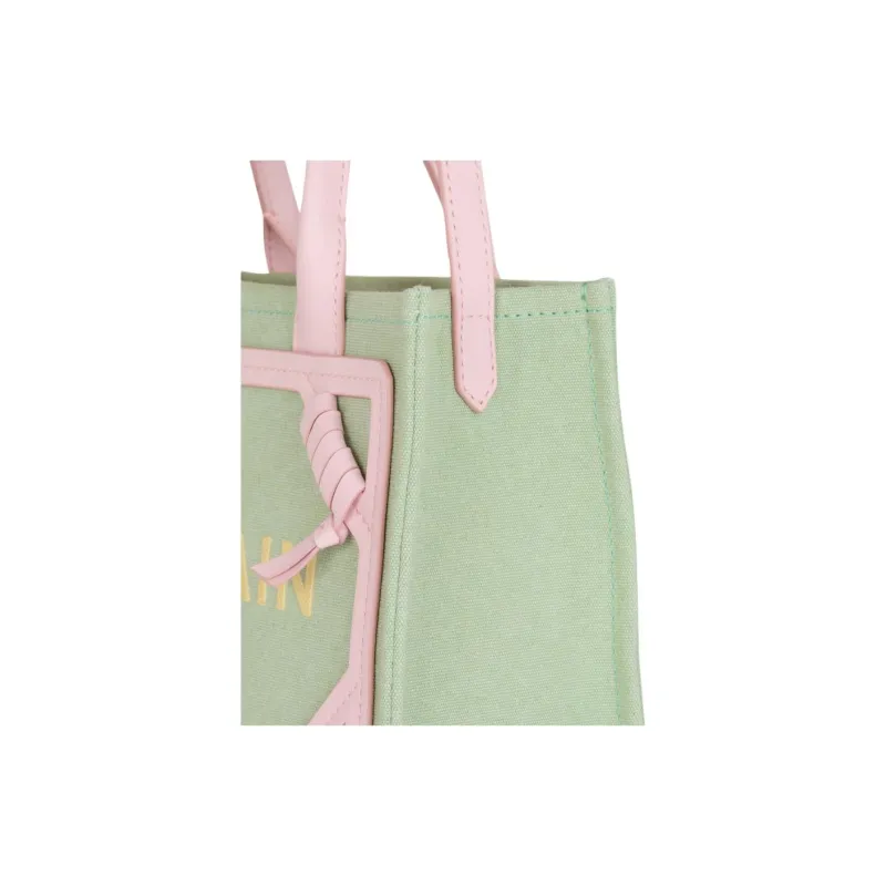 BALMAIN B ARMY Canvas With Leather Canvas Bag, Tote Bag, Shopping Bag, Handbag Trumpets Women's Green-4