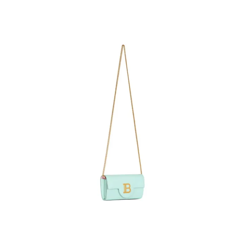 BALMAIN Calfskin Shoulder Bag Crossbody Bag Wallet Women's Blue-1