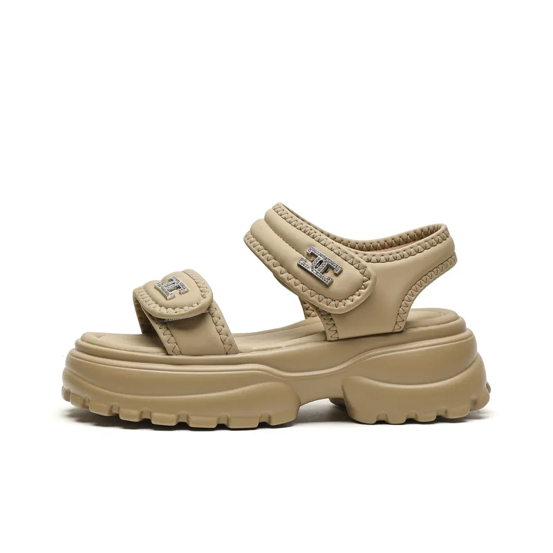 JOSINY Beach Sandals Women's Ecru/Khaki-3